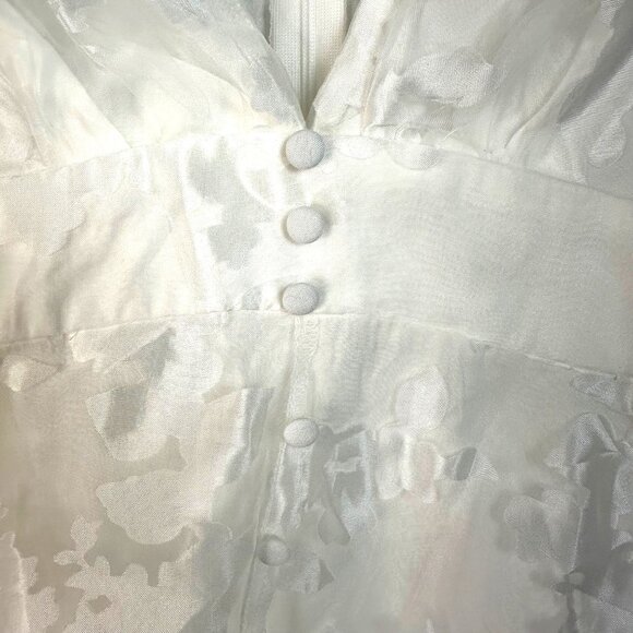 Lulus Dramatic Energy White Floral Burnout Balloon Sleeve Mini Dress Size Small - Picture 6 of 13